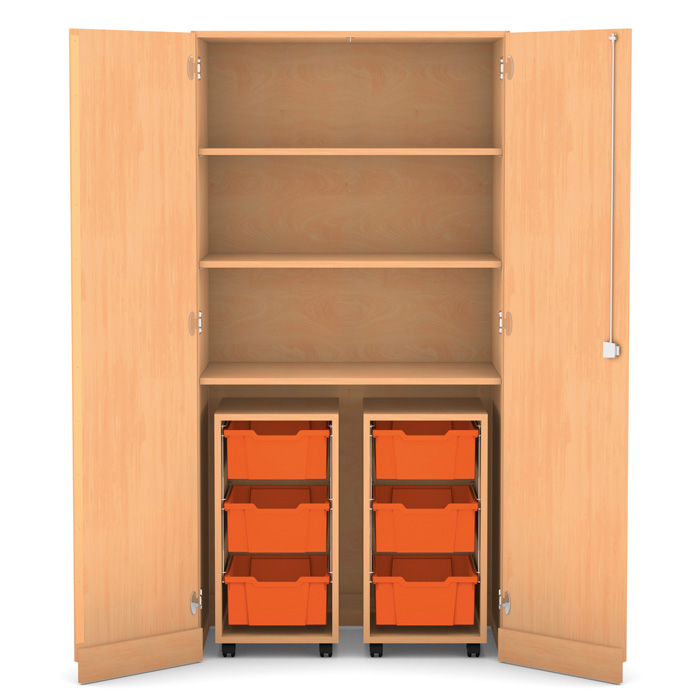 Garagenschrank, 190 x 94,4 x 60 cm, mit 2 Rollcontainern, 6 Boxen und 3