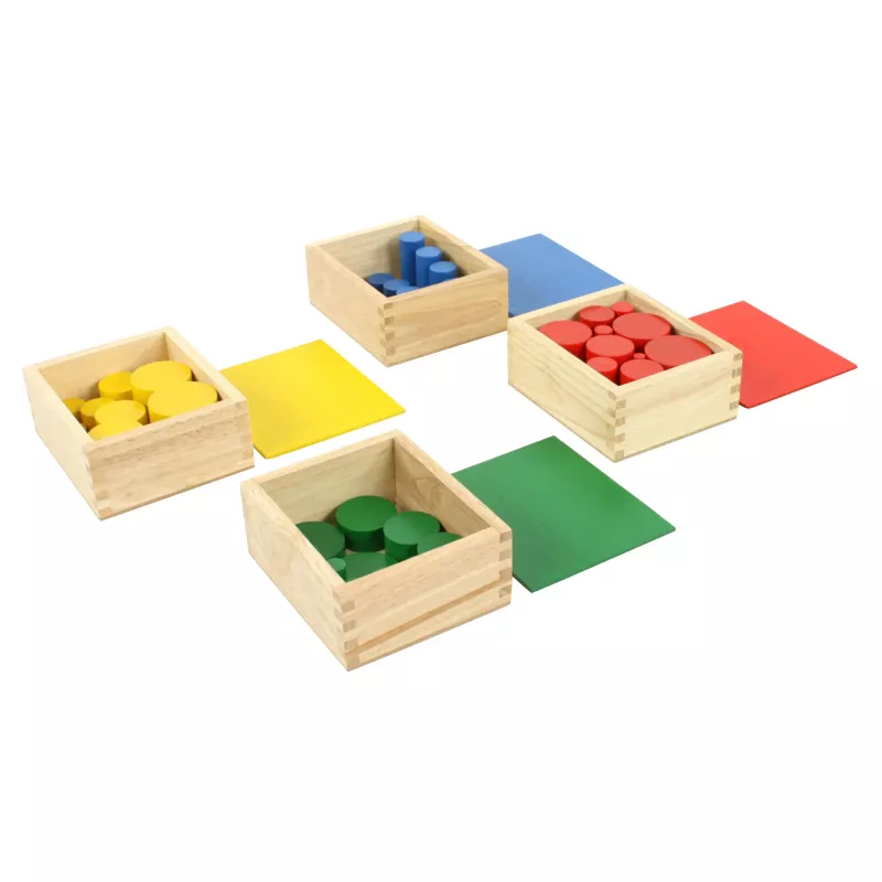 木箱, 颜色积木, 圆形块, 彩色棋板, 木制玩具