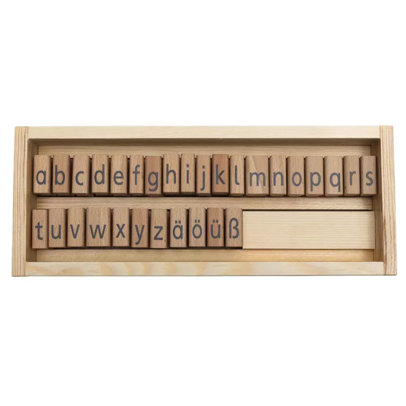 Holzbuchstaben, Alphabet, Stempelbuchstaben, Schriftzug, Kleinschrift