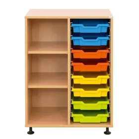 Klassenzimmerregal, 99,1 x 73,1 x 48, mit 8 Gratnells-Boxen und 2 Böden