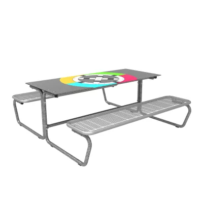 Schreibtisch, Tischplatte, Metalldesign, Gitterkorb, Farbige Muster