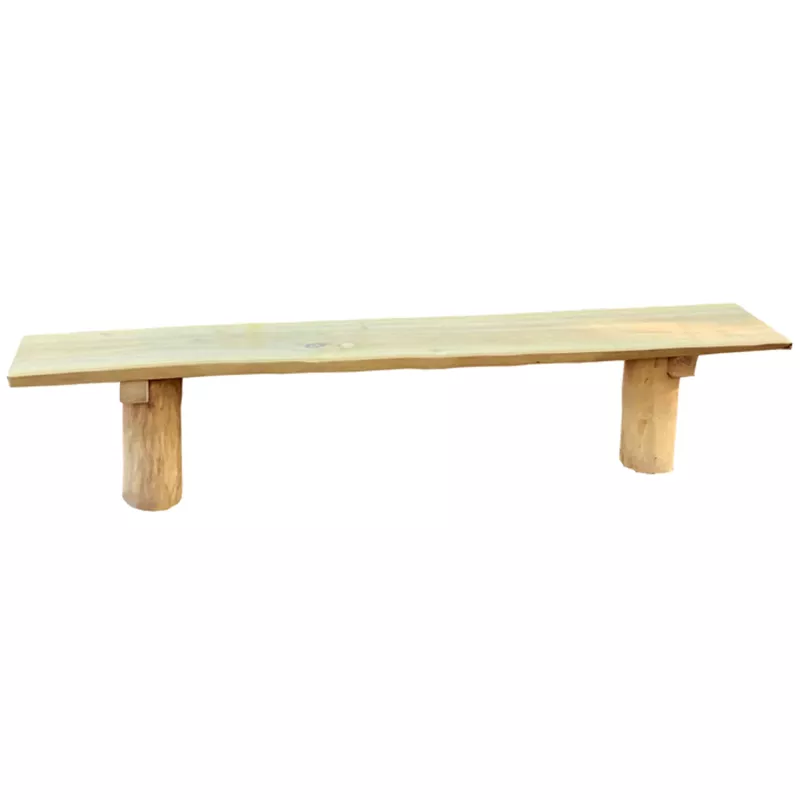 Holzbalkenbank, Holzbank, Sitzbank, Naturholz, industrieller Stil
