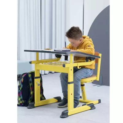Schreibtisch, Schülerstuhl, Schreibtischstuhl, Gelb, Schulmöbel
