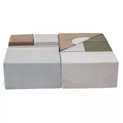 Modulares Sofa, Sitzmodule, Cordstoff, gerippte Oberfläche, Naturtöne