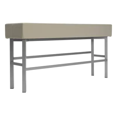 Bank, Flurbank, gepolstert, beige, Metallrahmen