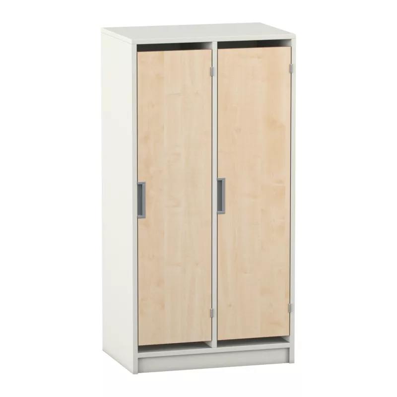 Schrank, Doppel-Tür, Holzoptik, Metallgriff, Korpus Weiß