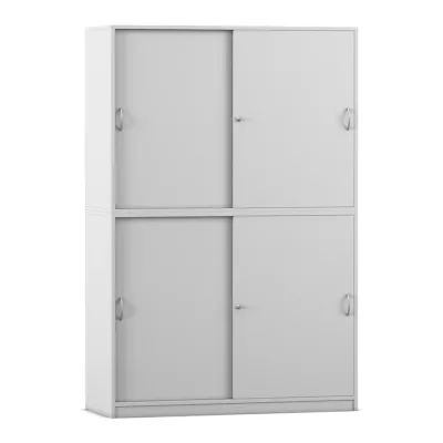 Schrank, Schiebetüren, Metall, weiß, Aufbewahrung