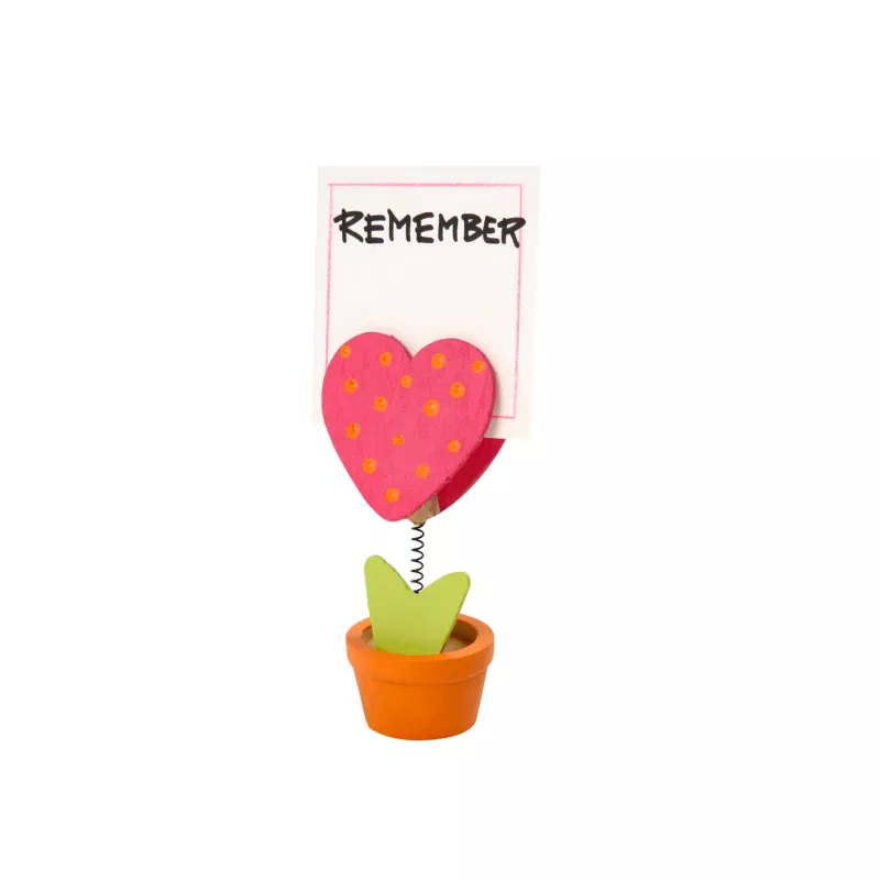 Notizhalter, Herzform, Blumentopf, Holzdeko, Pink und Orange