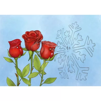 roses, rote Rosen, Rosenstängel, Schneeflocke, Illustration