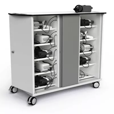 VR-Headsets, Ladestation, mobiler Schrank, Rollwagen, Kabelmanagement