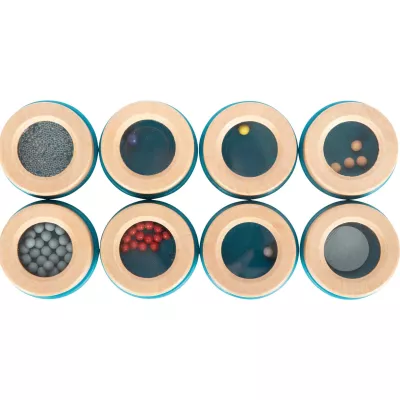 Klangdosen, Holzspielzeug, Montessori-Material, Perlenfüllung, Klangspiel