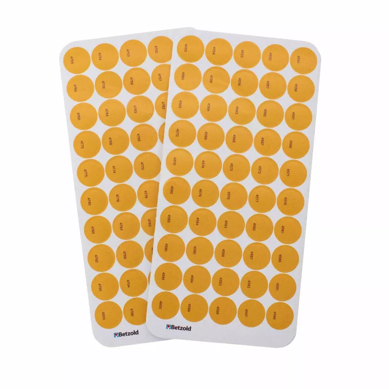 Tabletten, Aufkleberfolien, orangefarbene Punkte, Punktaufkleber, Betzold Beschriftung