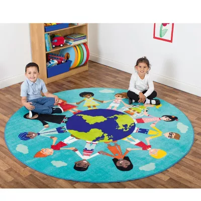 runder Teppich, Kinderteppich, Weltkugel-Design, Material: Teppichflaehe, Kinderzimmer Dekor