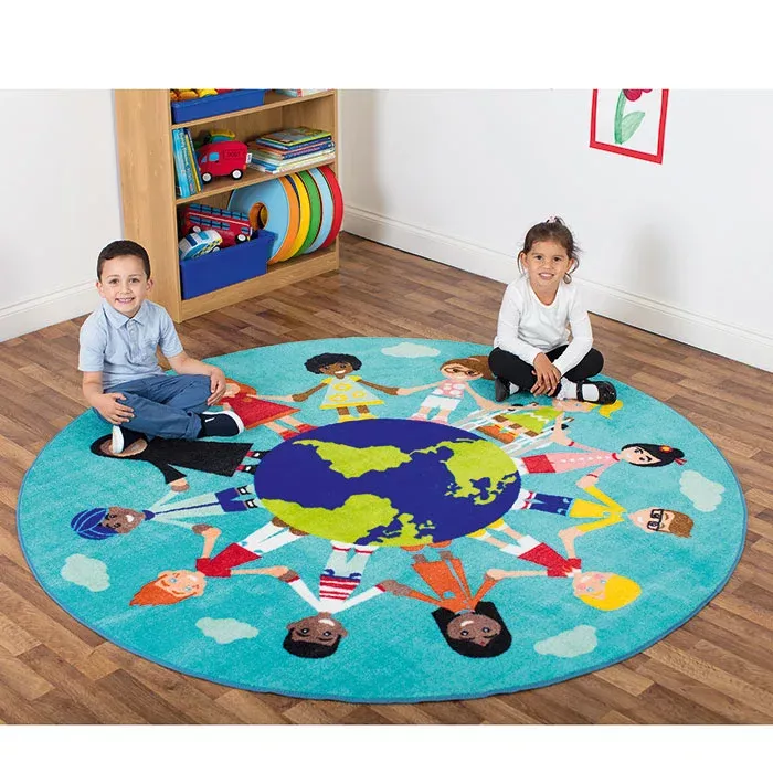 runder Teppich, Kinderteppich, Weltkugel-Design, Material: Teppichflaehe, Kinderzimmer Dekor