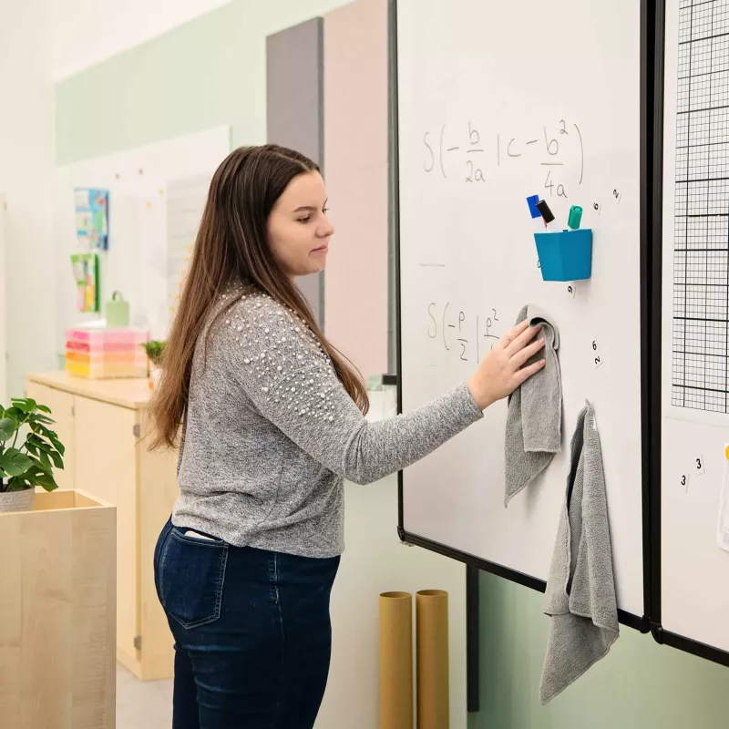 Whiteboard, Lehrerin, Klassenzimmer, Tafel, Handtuch