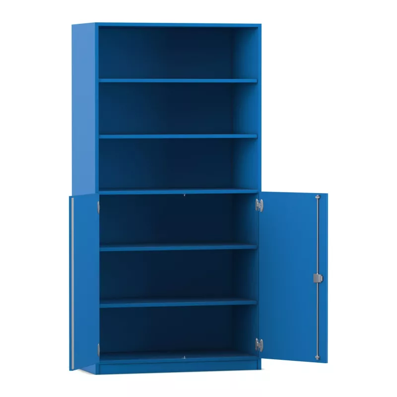 Schrank, Bücherregal, Regal, Schrank mit Türen, blau