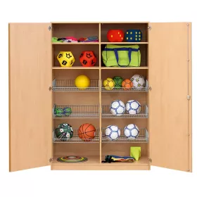 Sportschrank, 190 x 126,4 x 60 cm, mit 6 Gitterkörben und 4 Böden