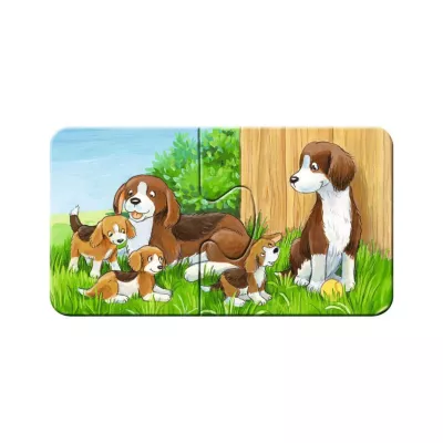 Hundemomente, Welpen, Garten, Hundegruppe, Schilderbuch-Illustration