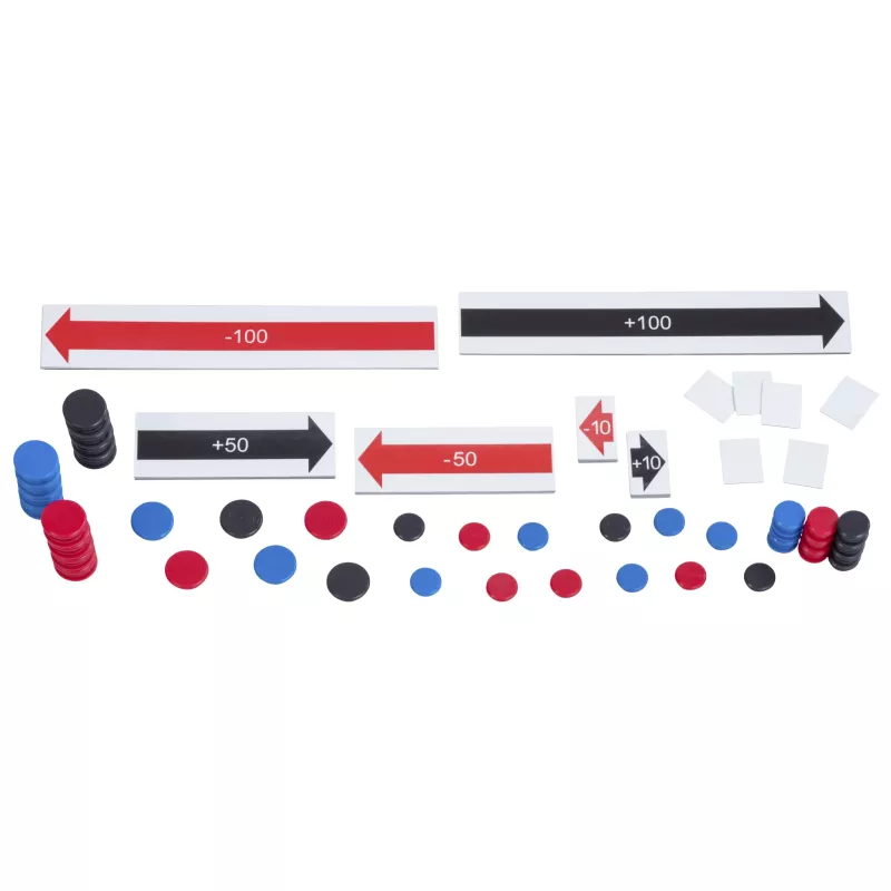 board game, score chips, tokens, arrows, markers