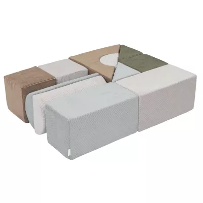 Modulares Sofa, Polstermodule, Cordstoff, Mehrfarbig, Geometrische Formen