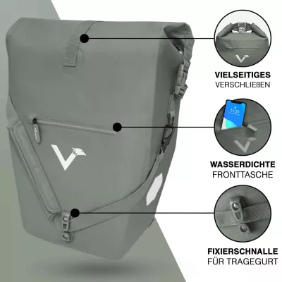 Messenger-Tasche, Vordertasche, Wasserdicht, Reißverschlussfach, Verstellbarer Tragegurt