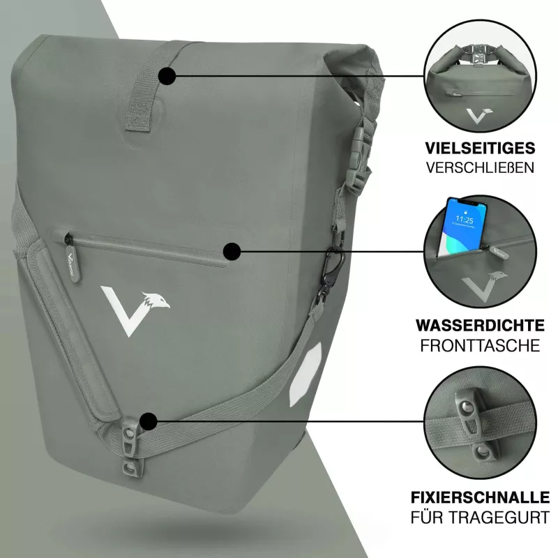 Messenger-Tasche, Vordertasche, Wasserdicht, Reißverschlussfach, Verstellbarer Tragegurt