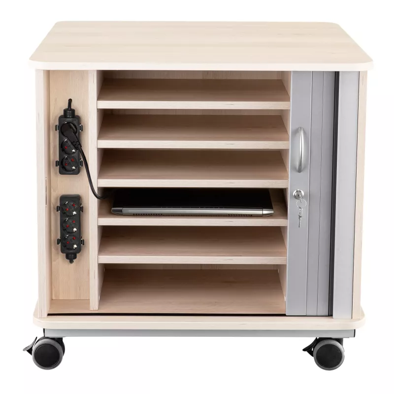 Holzschrank, Schreibtischwagen, Laptopfach, Rollcontainer, Stahlgriff