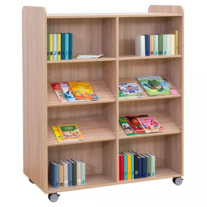 Bücherregal, Bücherschrank, Holzregal, Multifachregal, Rollregal