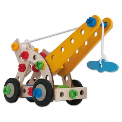Holzspielzeug, Kranwagen, Holzbaukasten, Baukasten, Spielzeugauto