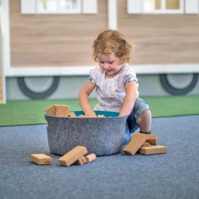 Kinder, Kelle, Bausteine, Holz, Spielzeug