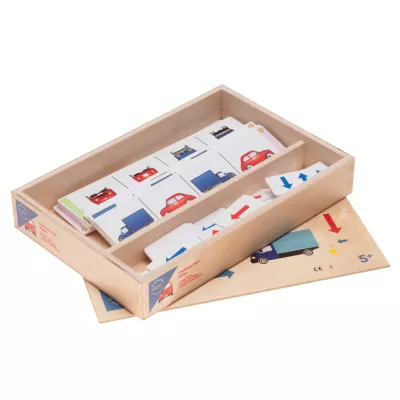 Holzbox, Lernspiel, Fahrzeuge, Blöcke, Puzzlespiel