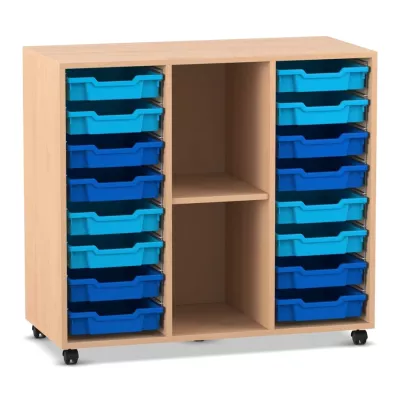 Rollcontainer, Storage cart, Wheeled cabinet, Plastic bins, Blue bins