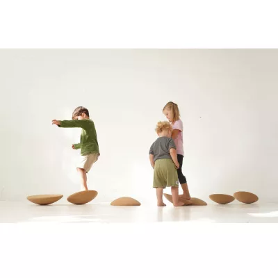 kids, balance, rocking, game, round stones