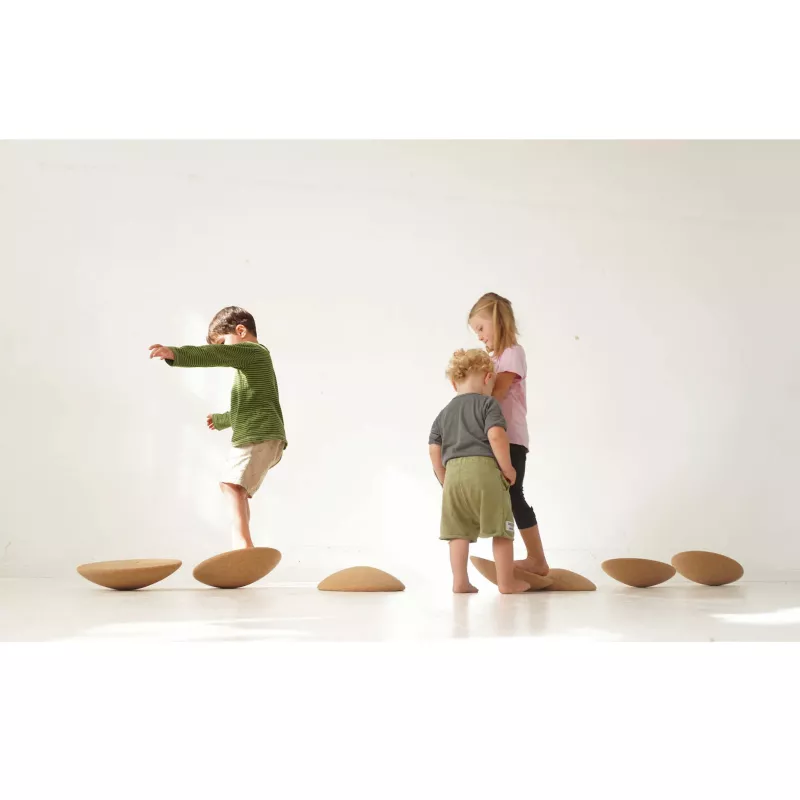 kids, balance, rocking, game, round stones