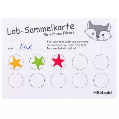 Sammelkarten, Lob-Sammelkarten, Sterne, Sticker, Betzold