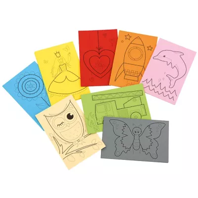 Kunstkarten, Ausmalkarten, Tiermuster, Coloriert, Motivkarten