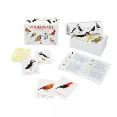 Vogelkarten, Memory-Spiel, Vögel, Pappkarten, Vogeldesign