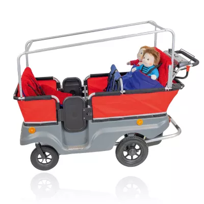 Kinderwagen, Kofferwagen, Doppelsitz, Rot grau, Puppe