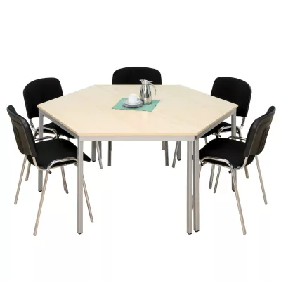 Esstisch, Runder/Eckiger Tisch, Holztisch, Metallbeine, Stuhlset