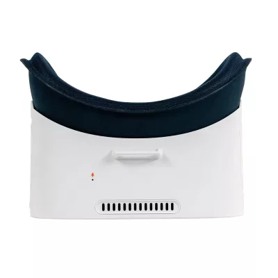 VR-Headset, Kopfband, Belüftungsöffnungen, Weiße Gehäuse, Blauer Schaum-/Polster