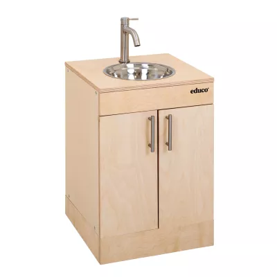 Kinderküchenschrank, Waschbecken, Holz, Spielküche, Edelstahl-Armatur