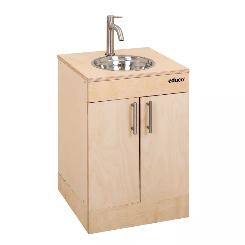 Kinderküchenschrank, Waschbecken, Holz, Spielküche, Edelstahl-Armatur