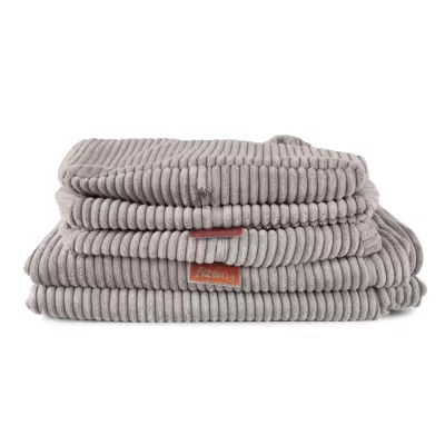 Fleece-Decke, Streifen, Grau, Kuscheldecke, Kordelstruktur