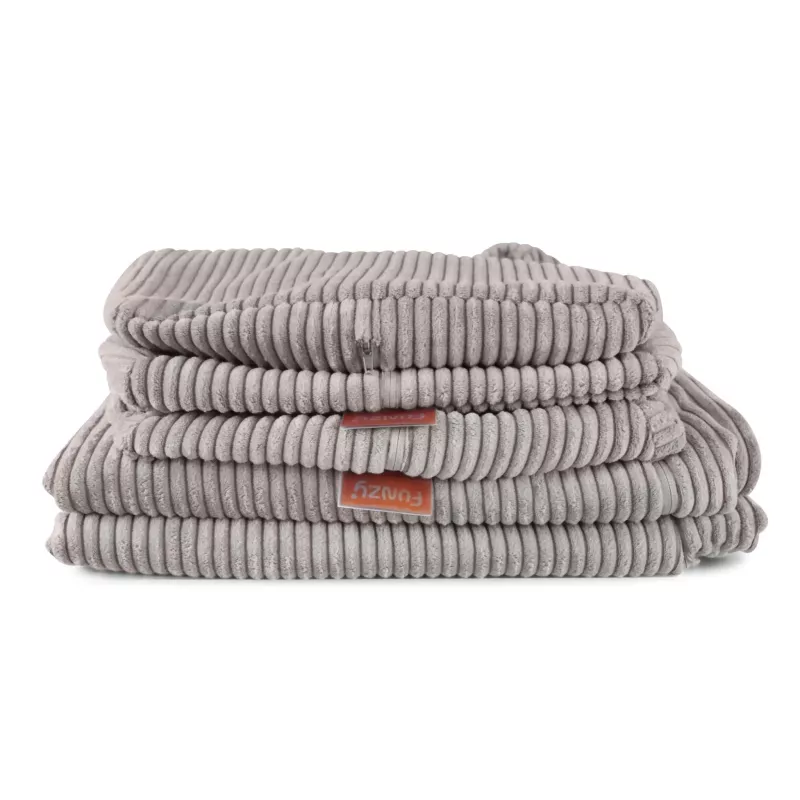 Fleece-Decke, Streifen, Grau, Kuscheldecke, Kordelstruktur