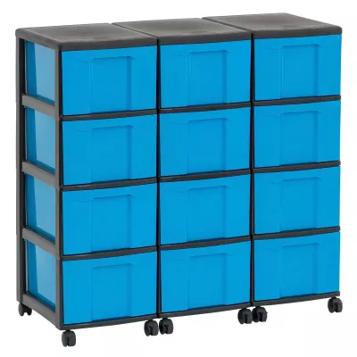 Kästen, Aufbewahrungsboxen, Rollcontainer, blau, Kunststoffbehälter