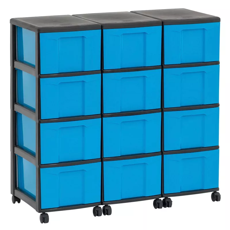 Kästen, Aufbewahrungsboxen, Rollcontainer, blau, Kunststoffbehälter
