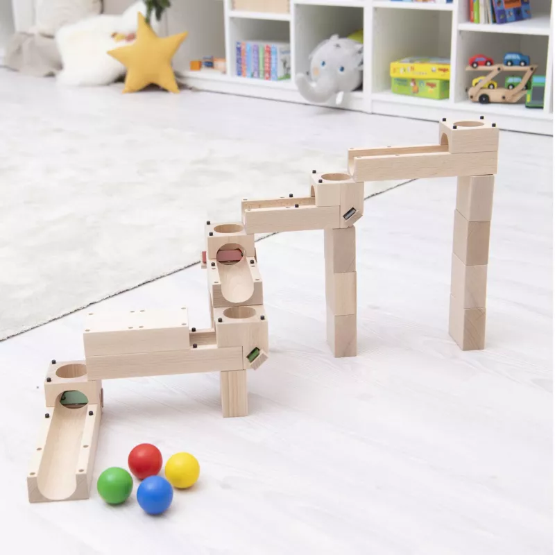 Holzbausteine, Kugelbahn, Konstruktionsspielzeug, Holzspielzeug, Bausteine