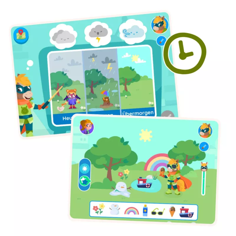 Kinder-Comic, Wetterkarten, Quizkarten, Tierfigur, Werkzeug-Laserpointer