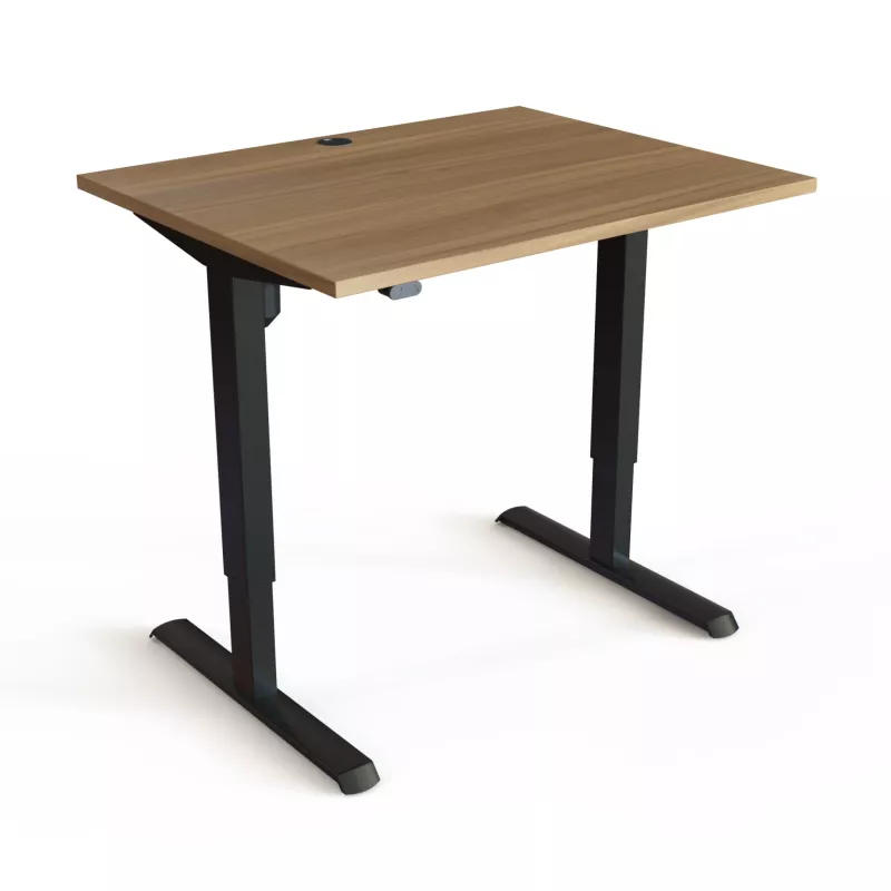 Schreibtisch, Holzplatte, Metallgestell, Verstellbar?, Kaffee?