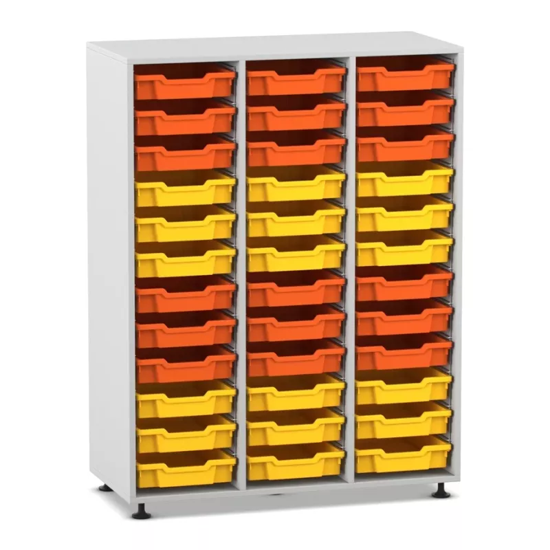 Kabinett, Aufbewahrungsboxen, orange gelb Behälter, Sortierkasten, Metallrahmen